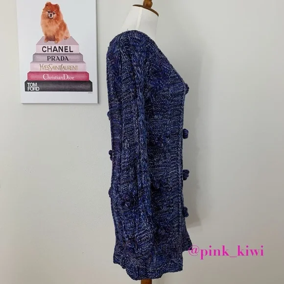 🆑 For Love and Lemons Knitz Indigo Mini Cable Dress - Picture 5 of 16